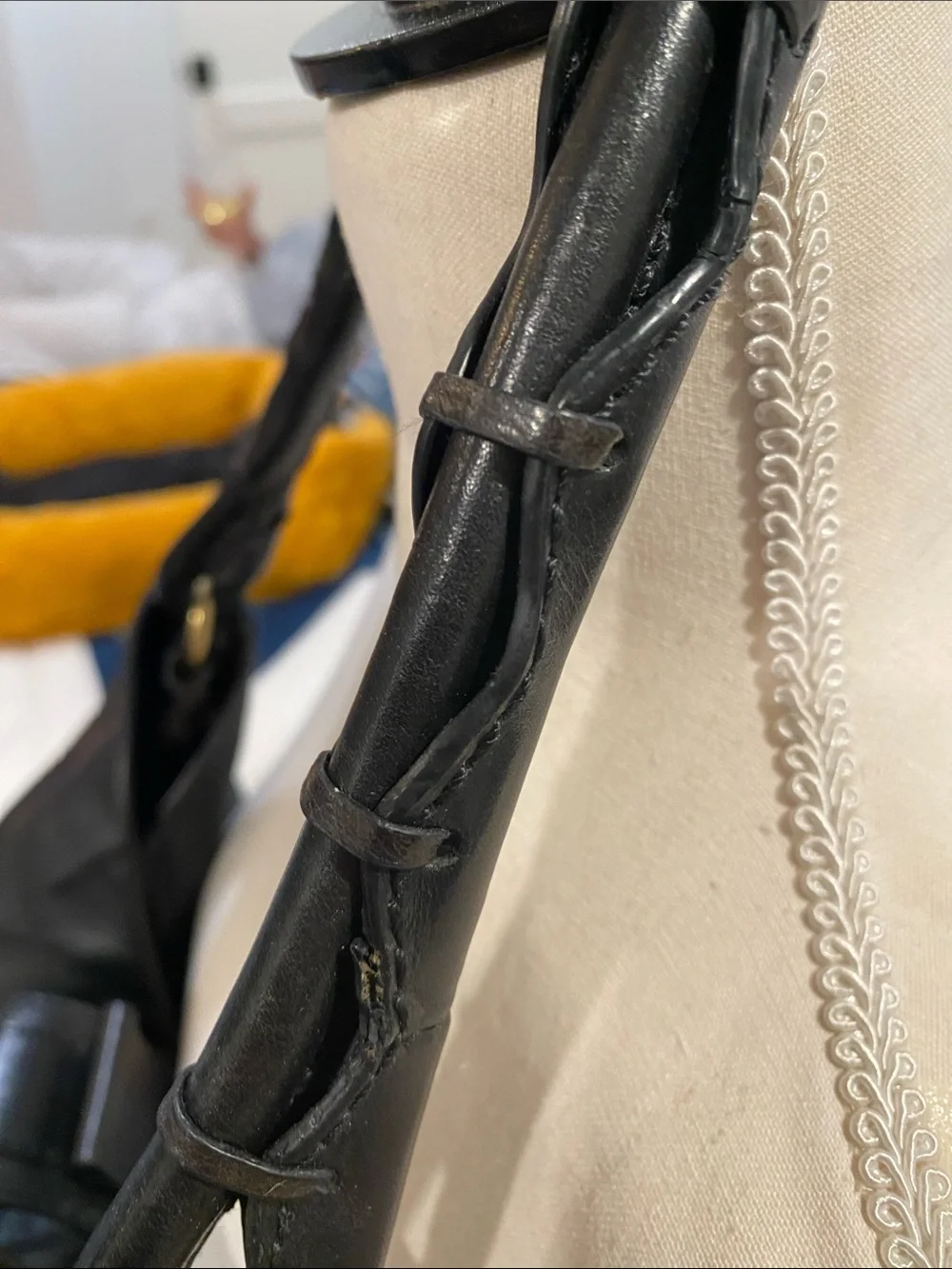 Frye Black Leather Braided-Handle Hobo